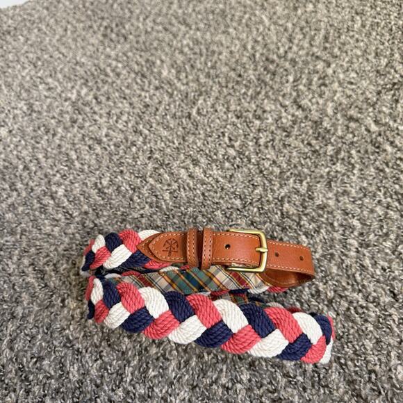 Kiel James Patrick x Brooks Brothers Braided White Navy Red Brown Belt 40 NEW